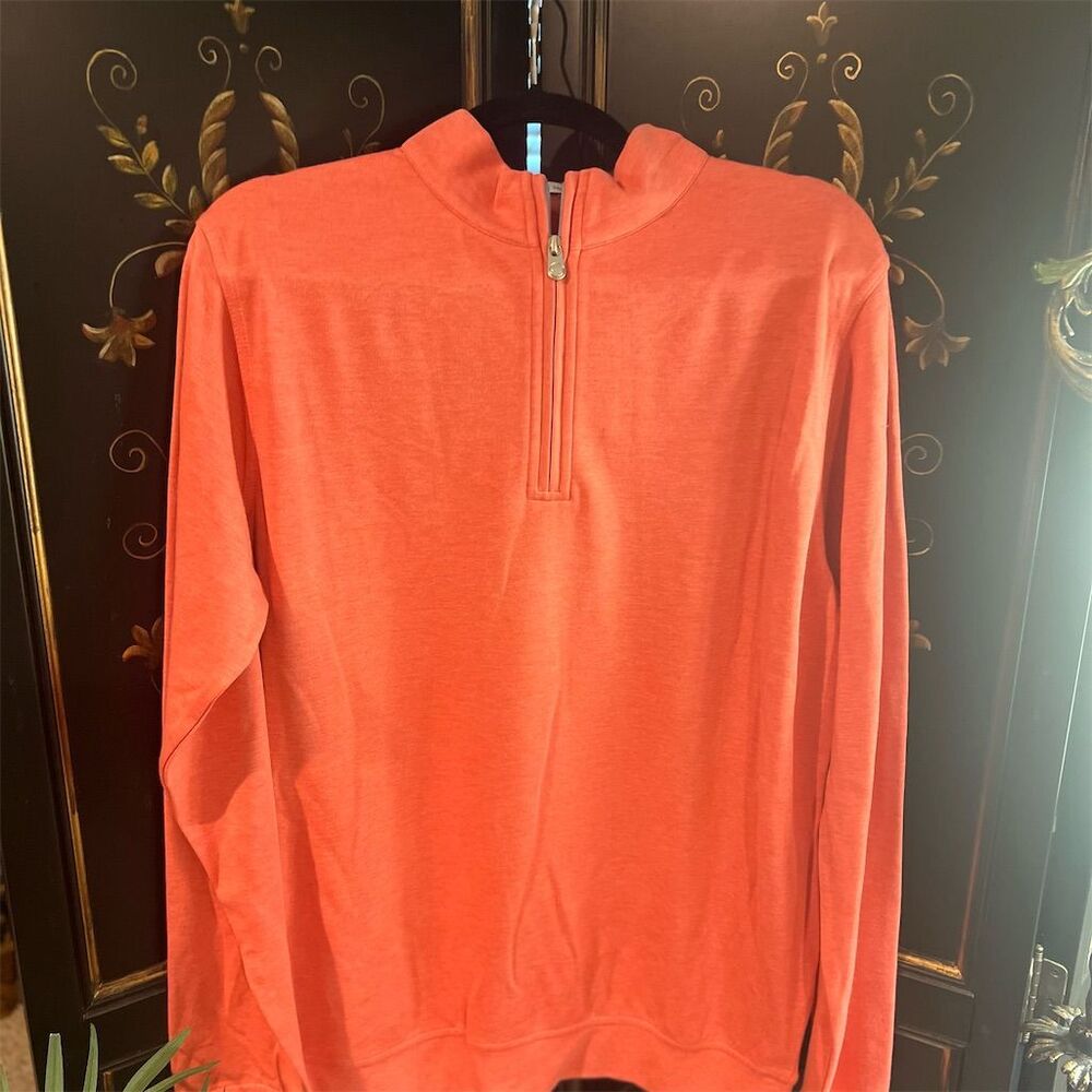 Peter Millar Men's 1/4 Zip Pullover Sweater Coral Size L Casual